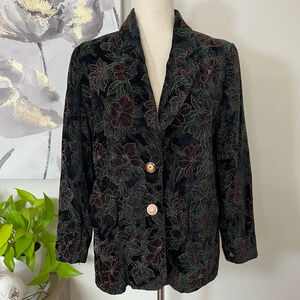 Vintage Whimsigoth Velvet Floral Jacket Dark Fairy Romantic Gothic Blazer Beaded